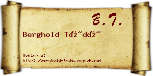 Berghold Tádé névjegykártya